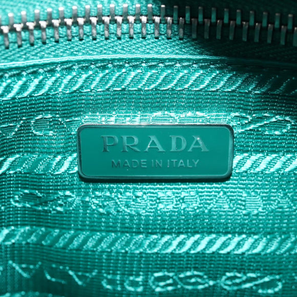 PRADA Hand Bag Leather 2way Green Silver Auth 135405SAM