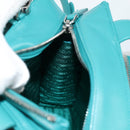 PRADA Hand Bag Leather 2way Green Silver Auth 135405M-24