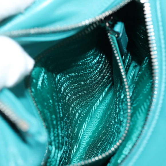 PRADA Hand Bag Leather 2way Green Silver Auth 135405SAM