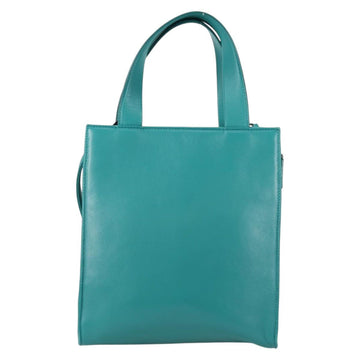 PRADA Hand Bag Leather 2way Green Silver Auth 135405M - 0