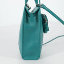 PRADA Hand Bag Leather 2way Green Silver Auth 135405M-4
