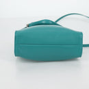 PRADA Hand Bag Leather 2way Green Silver Auth 135405M-5