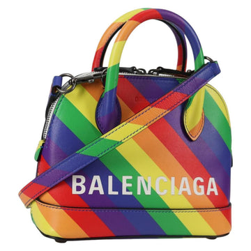 BALENCIAGA Ville Hand Bag Leather 2way Multicolor 550646 Auth 135406M