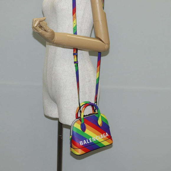 BALENCIAGA Ville Hand Bag Leather 2way Multicolor 550646 Auth 135406M