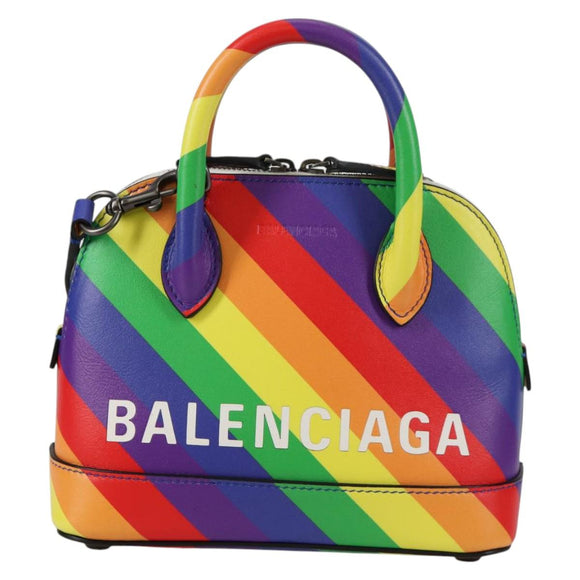 BALENCIAGA Ville Hand Bag Leather 2way Multicolor 550646 Auth 135406SM