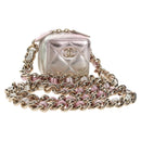 CHANEL Matelasse Chain Shoulder Bag Lamb Skin Pink Gold CC Auth 135407M-1