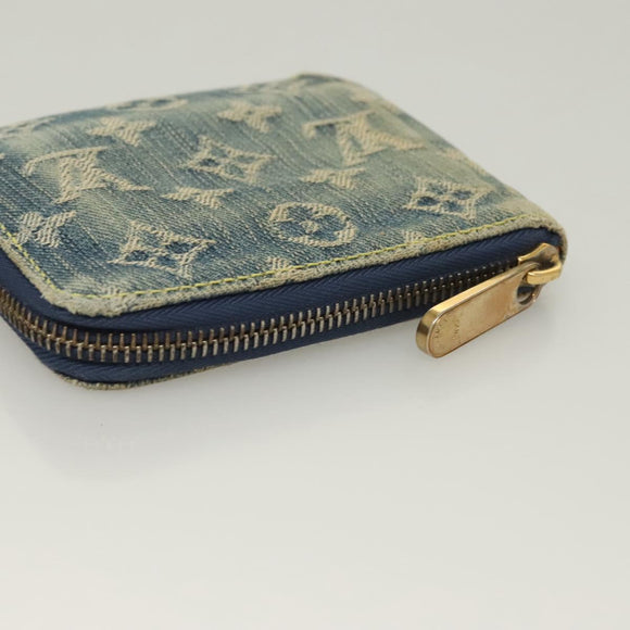 LOUIS VUITTON Monogram Denim Mini Zippy Wallet Wallet Blue M95342 LV Auth 135447