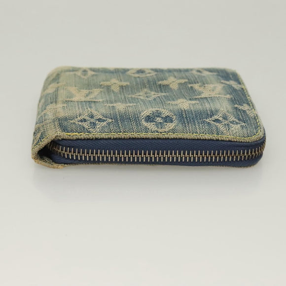 LOUIS VUITTON Monogram Denim Mini Zippy Wallet Wallet Blue M95342 LV Auth 135447