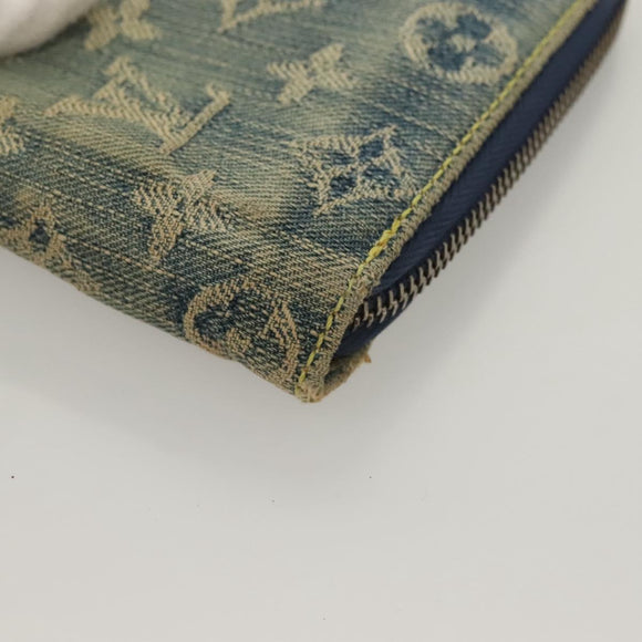 LOUIS VUITTON Monogram Denim Mini Zippy Wallet Wallet Blue M95342 LV Auth 135447