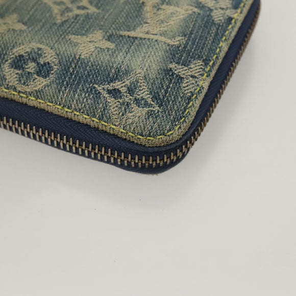 LOUIS VUITTON Monogram Denim Mini Zippy Wallet Wallet Blue M95342 LV Auth 135447