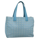 CHANEL New travel line Tote Bag Nylon Light Blue Silver CC Auth 135449-1