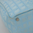 CHANEL New travel line Tote Bag Nylon Light Blue Silver CC Auth 135449-11