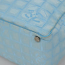 CHANEL New travel line Tote Bag Nylon Light Blue Silver CC Auth 135449-12