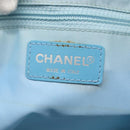 CHANEL New travel line Tote Bag Nylon Light Blue Silver CC Auth 135449-14