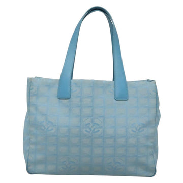 CHANEL New travel line Tote Bag Nylon Light Blue Silver CC Auth 135449 - 0