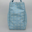 CHANEL New travel line Tote Bag Nylon Light Blue Silver CC Auth 135449-5