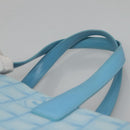 CHANEL New travel line Tote Bag Nylon Light Blue Silver CC Auth 135449-8