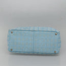 CHANEL New travel line Tote Bag Nylon Light Blue Silver CC Auth 135449-9