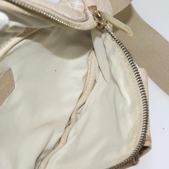 CHANEL New Travel Line Waist Bag Nylon Pink Gold CC Auth 135450