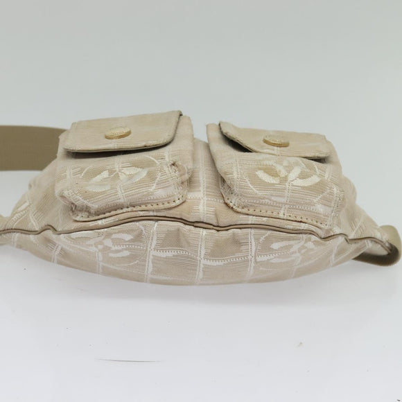 CHANEL New Travel Line Waist Bag Nylon Pink Gold CC Auth 135450