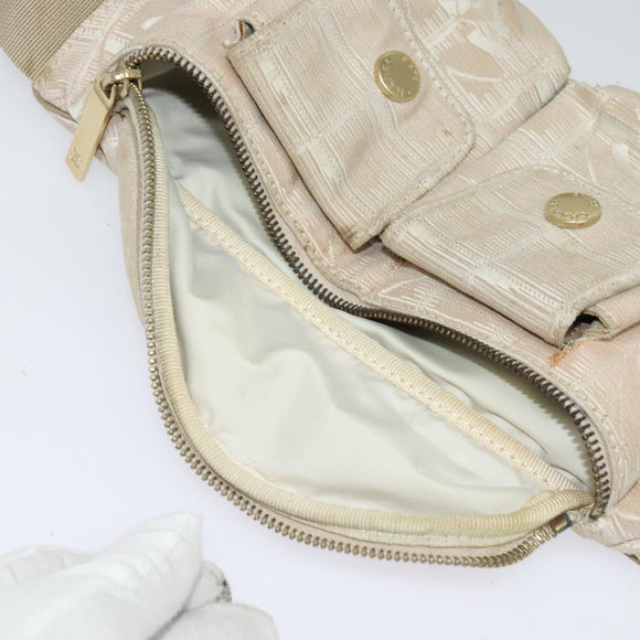 CHANEL New Travel Line Waist Bag Nylon Pink Gold CC Auth 135450