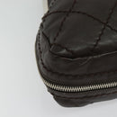 CHANEL Wild Stitch Matelasse Hand Bag Leather Brown Silver CC Auth 135451-2
