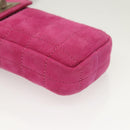 CHANEL Choco Bar Chain Shoulder Bag Suede Pink CC Auth 135452-8