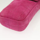 CHANEL Choco Bar Chain Shoulder Bag Suede Pink CC Auth 135452-15