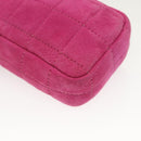 CHANEL Choco Bar Chain Shoulder Bag Suede Pink CC Auth 135452-16