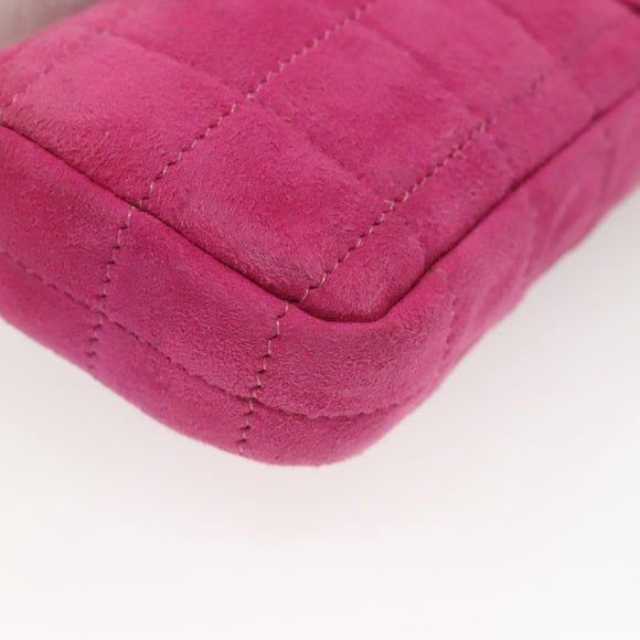 CHANEL Choco Bar Chain Shoulder Bag Suede Pink CC Auth 135452