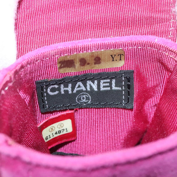 CHANEL Choco Bar Chain Shoulder Bag Suede Pink CC Auth 135452