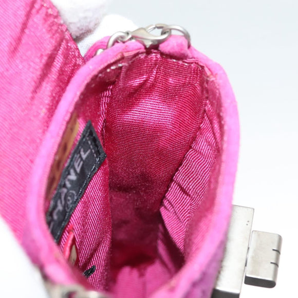 CHANEL Choco Bar Chain Shoulder Bag Suede Pink CC Auth 135452