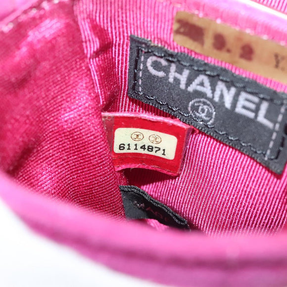 CHANEL Choco Bar Chain Shoulder Bag Suede Pink CC Auth 135452