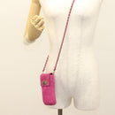 CHANEL Choco Bar Chain Shoulder Bag Suede Pink CC Auth 135452-21