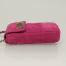CHANEL Choco Bar Chain Shoulder Bag Suede Pink CC Auth 135452-4