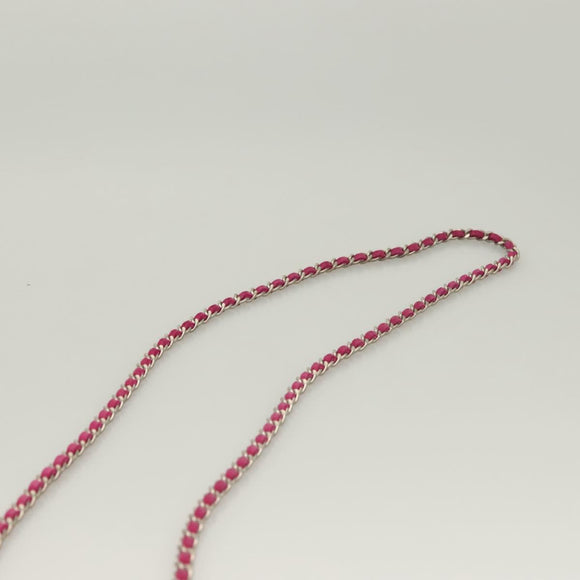 CHANEL Choco Bar Chain Shoulder Bag Suede Pink CC Auth 135452