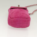 CHANEL Choco Bar Chain Shoulder Bag Suede Pink CC Auth 135452-5