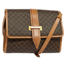 CELINE Macadam Canvas Shoulder Bag PVC Leather Brown Gold Auth 135484-1