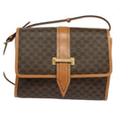 CELINE Macadam Canvas Shoulder Bag PVC Leather Brown Gold Auth 135484-13