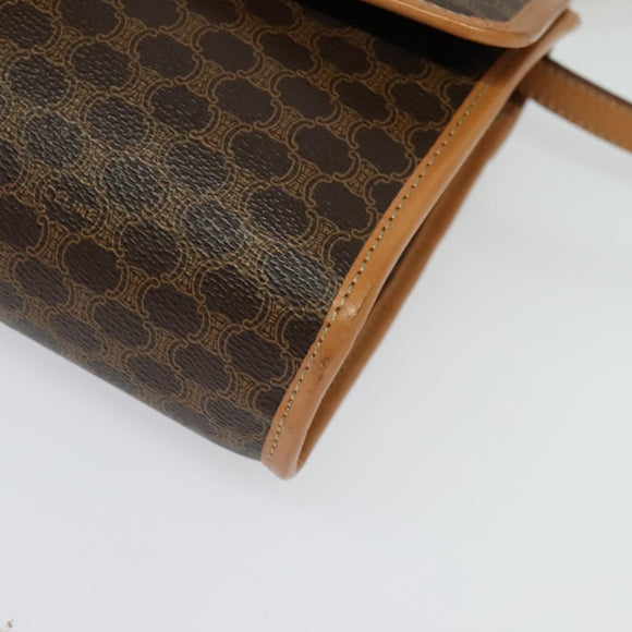 CELINE Macadam Canvas Shoulder Bag PVC Leather Brown Gold Auth 135484