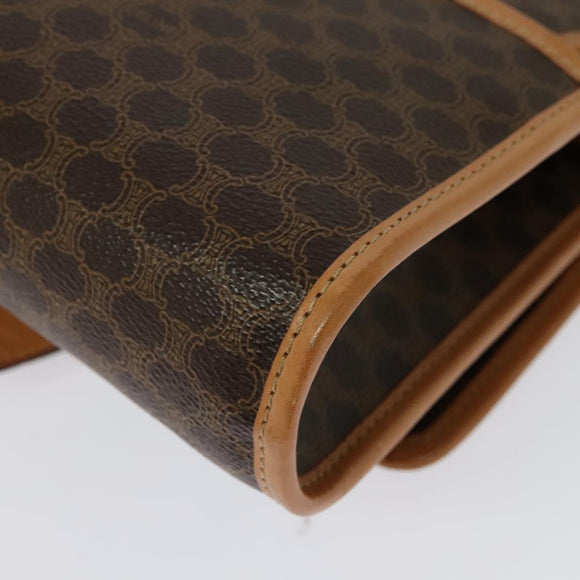 CELINE Macadam Canvas Shoulder Bag PVC Leather Brown Gold Auth 135484