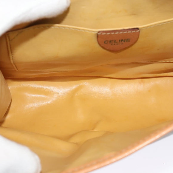 CELINE Macadam Canvas Shoulder Bag PVC Leather Brown Gold Auth 135484