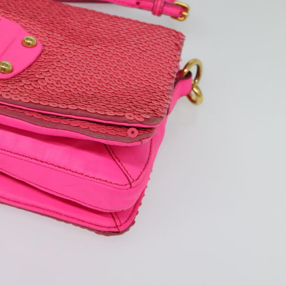 Miu Miu Shoulder Bag Sequin Pink Gold Auth 135485