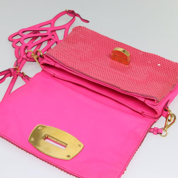Miu Miu Shoulder Bag Sequin Pink Gold Auth 135485