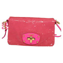 Miu Miu Shoulder Bag Sequin Pink Gold Auth 135485-13