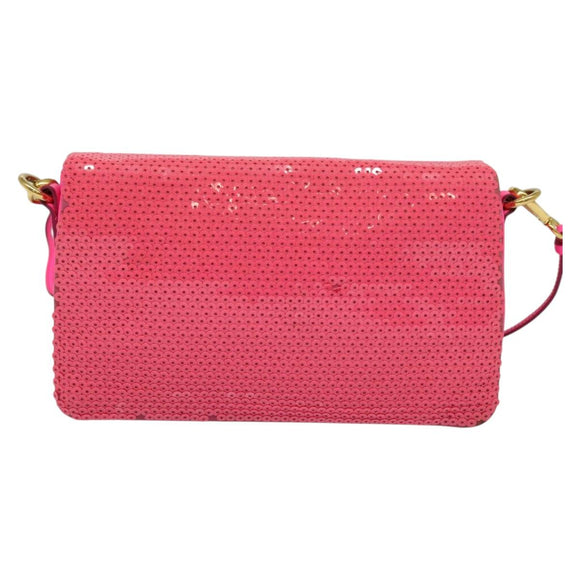 Miu Miu Shoulder Bag Sequin Pink Gold Auth 135485