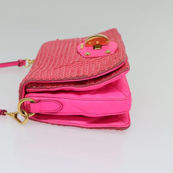 Miu Miu Shoulder Bag Sequin Pink Gold Auth 135485