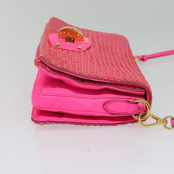 Miu Miu Shoulder Bag Sequin Pink Gold Auth 135485