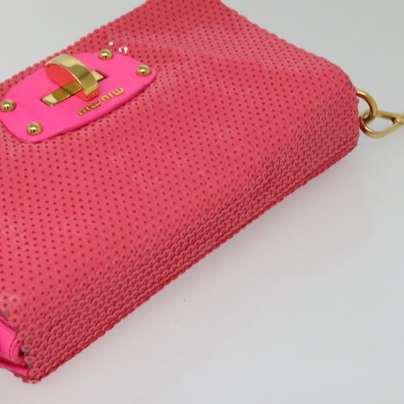Miu Miu Shoulder Bag Sequin Pink Gold Auth 135485
