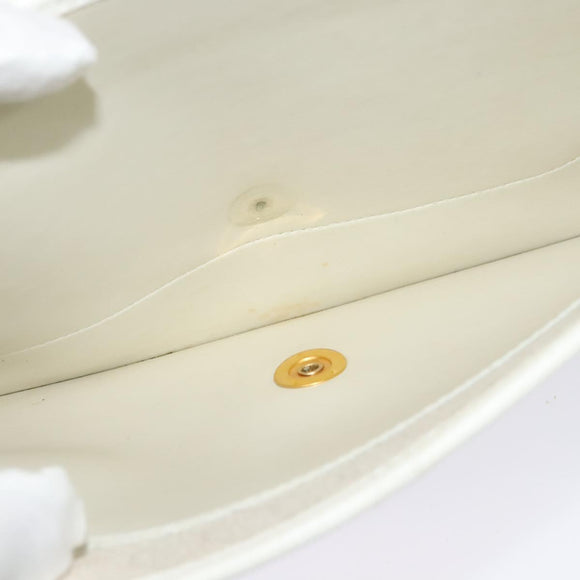 Christian Dior Honeycomb Canvas Shoulder Bag PVC White Gold Auth 135487